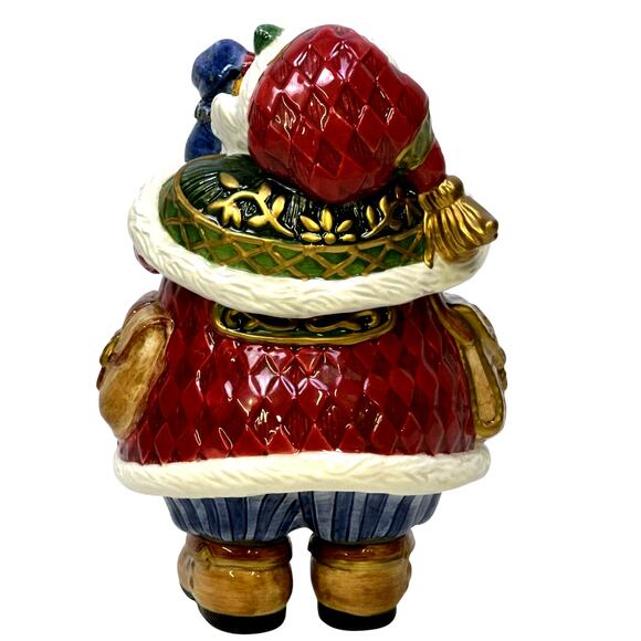 Fitz and Floyd Retired 'Jolly Ole St. Nick' 8" Candy/Trinket Box w/Lid-Excellent - Picture 4 of 7